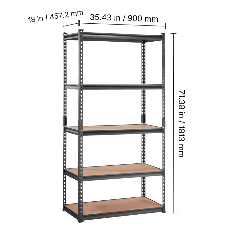 Storage Shelving Unit, 5 Tier Adjustable, 2000 Lbs Capacity, Heavy Duty Garage Shelves Metal Organizer Utility Rack, Black, 36" L X 18" W X 72" H For Kitchen Pantry Basement Bathroom Laundry