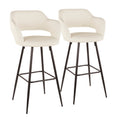 Contemporary Barstool In Black Metal And Cream Faux Leather Set Of 2