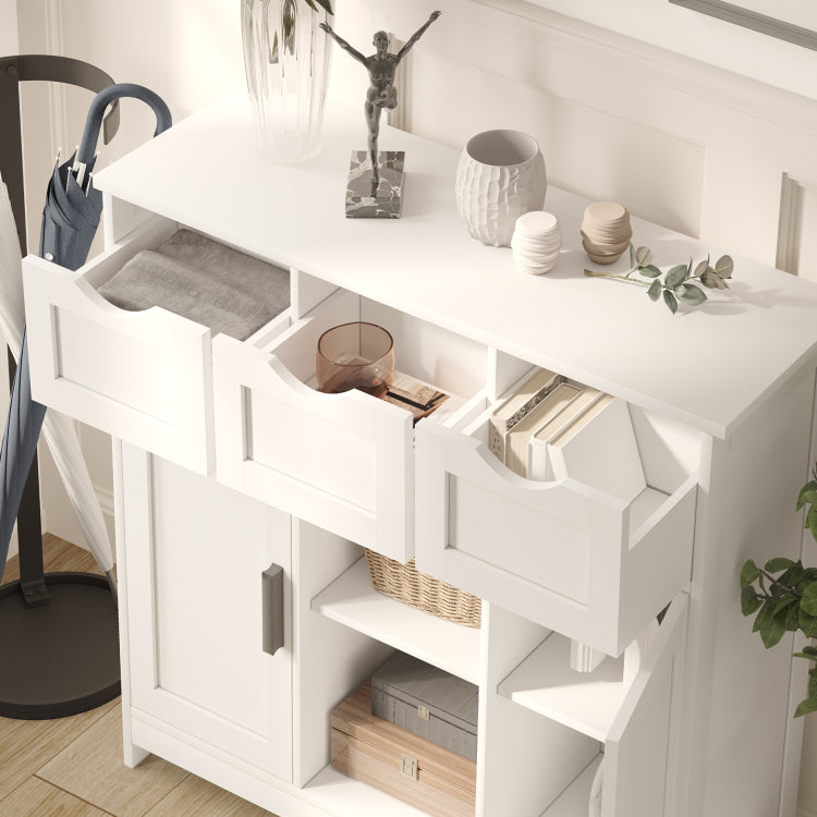 Storage Cabinets,Wooden Floor Cabinet,With Drawers And Shelves Storage Cabinets,Accent Cabinet For Living Room,Bedroom,Bathroom Furniture Home Decor White