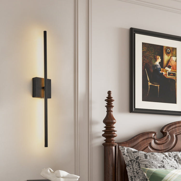 28" 2 Pack Modern Led Wall Sconce, Minimalist Indoor Wall Light Fixtures, Black Matte Finish For Living Room, Bedroom, Hallway, Hotel, And Home Decor