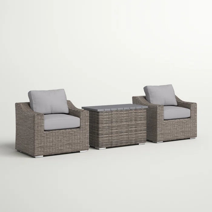 Chic Rattan Wicker Fully Assembled 2 Person Seating Group With Plush Cushions Ideal For Cozy Outdoor Gatherings