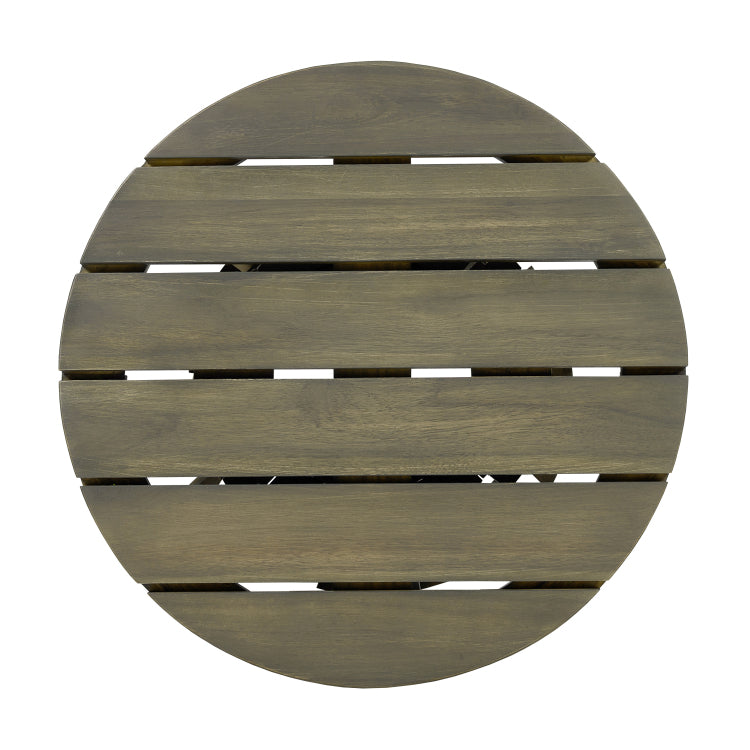 Outdoor Acacia Wood Patio Side Table, Round Coffee Table For Backyard, Lawn, Balcony,Grey Finish