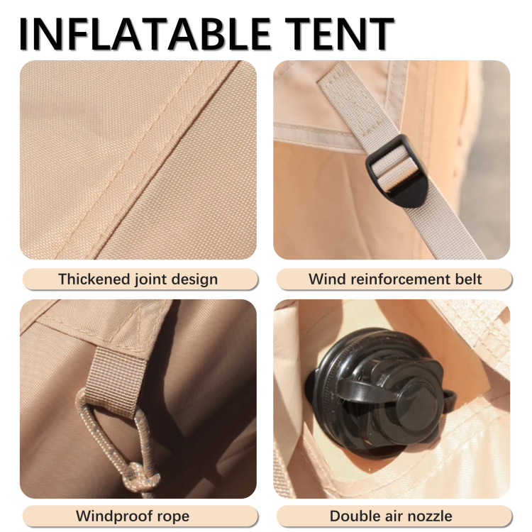 Inflatable Tent With Pump,Glamping Tents For 4 6 Person, Easy Setup 4 Season Waterproof Outdoor Tent,Waterproof Luxury Glamping Tent With 12 Mesh Window