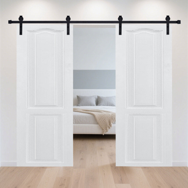 Dual Cnc Crafted Modern Door 3 4" Thick 56 In. X 84 In. Mdf White Barn Sliding Door With Hardware Kit
