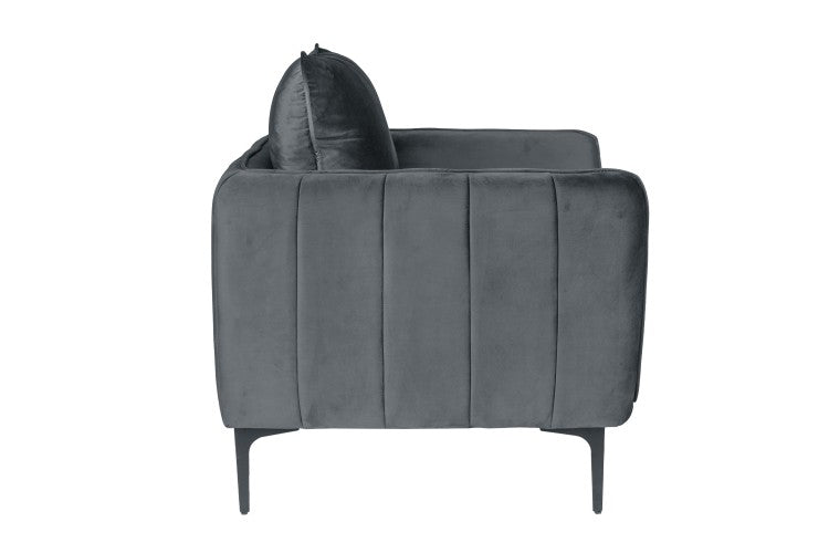 Beautiful Elegant 1Pc Accent Chair Gray Velvet Fabric Upholstered Plush Metal Legs Living Room Chair
