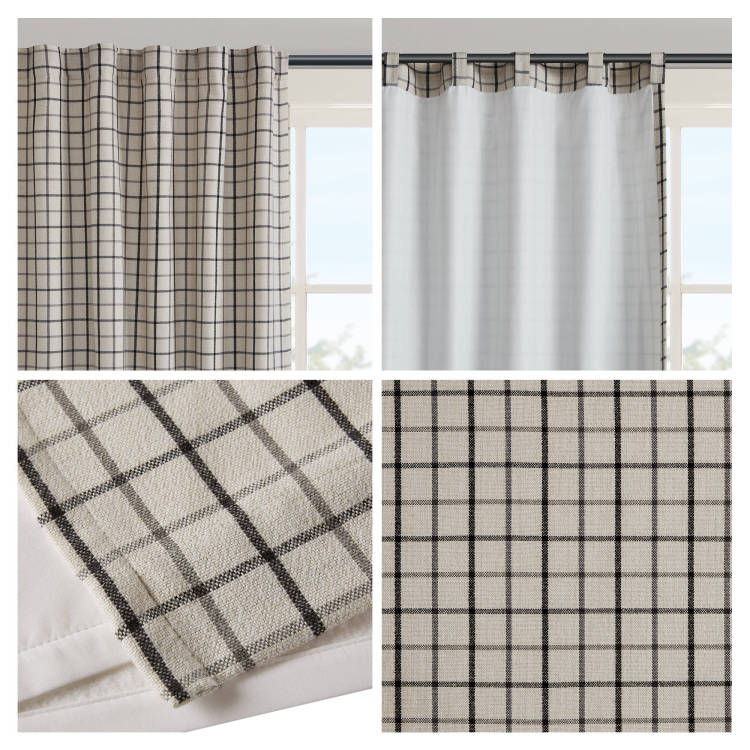 1Pc 50X84" Plaid Rod Pocket And Back Tab Curtain Panel With Fleece Lining