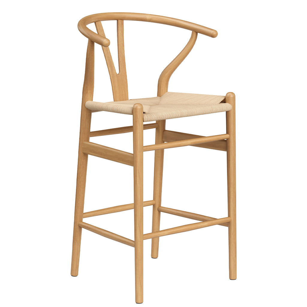 Wishbone Barstool,Weave Counter Height Bar Stools, Fully Assembled Rattan Bar Chairs For Kitchen Island,1Pc,Natural
