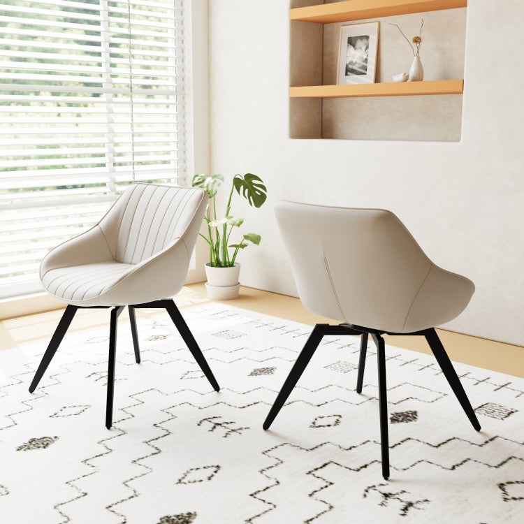29.53 "Mdf Modern Round Coffee Table And 2 Pu Dining Chairs Set, Ring Striped Design & Storage Space Dining Table And Black Metal Leg Dining Chairs, Suitable For Kitchen And Home