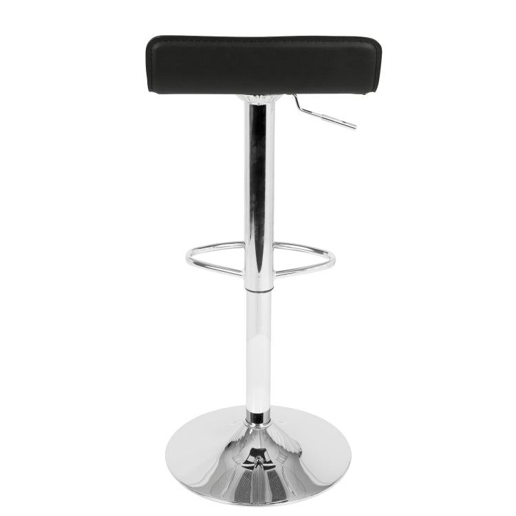 Contemporary Adjustable Barstool In Black Pu Leather Set Of 2