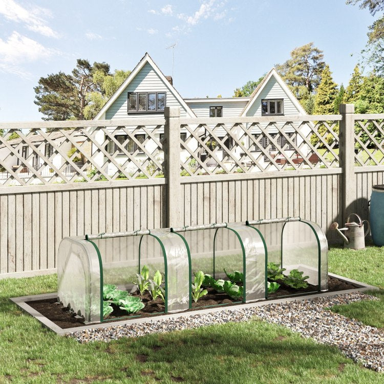 Outsunny 10' X 3' X 2.5' Mini Greenhouse, Portable Tunnel Green House With Roll Up Zippered Doors, Uv Waterproof Cover, Steel Frame, Clear