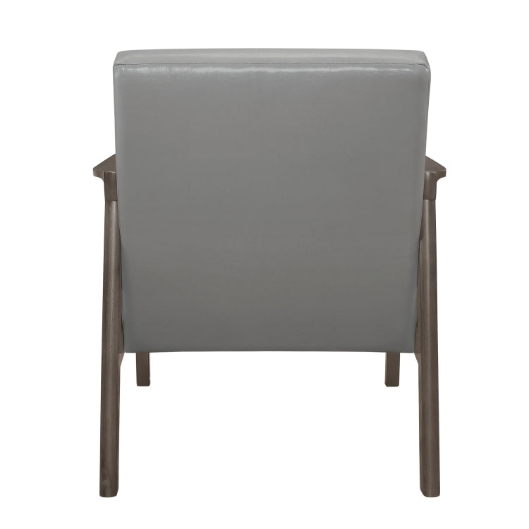 Accent Chair Button Tufted Gray Upholstery Cushion Seat Mid Century Modern Furniture Solid Rubberwood Frame 1Pc