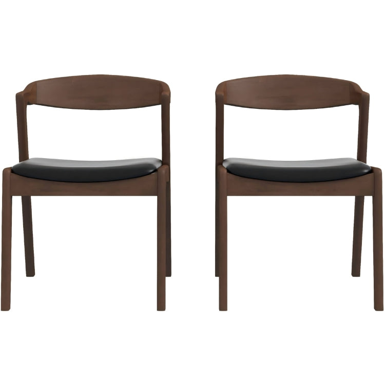 Dakota Solid Wood Black Pu Leather Dining Chair Set Of 2