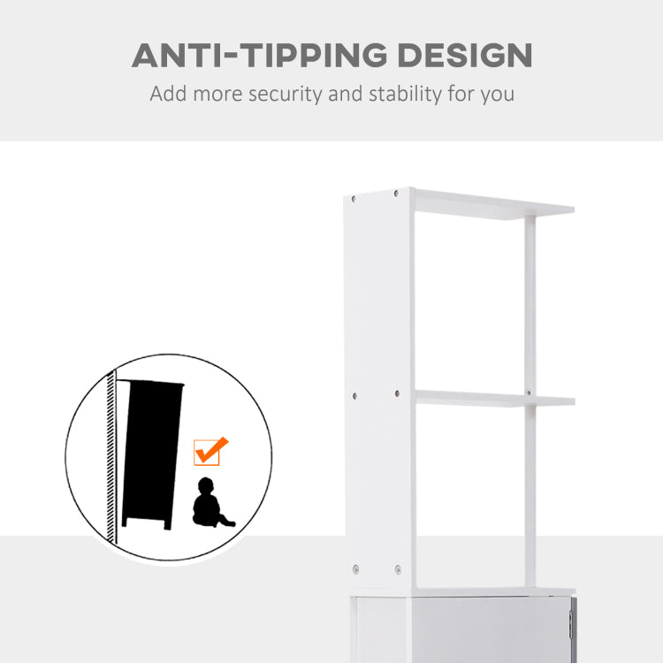 Homcom 54" Tall Bathroom Storage Cabinet, Freestanding Linen Tower With 2 Tier Shelf And Drawers, Narrow Side Floor Organizer, White