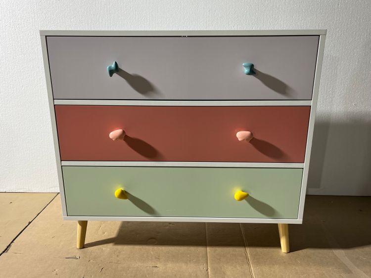 Kids 3 Drawer Dresser, Baby Nightstand For Bedroom, Storage Cabinet For Toddler Child For Living Room, Toddler Room, Nursery, Closet, Apartment Colorful
