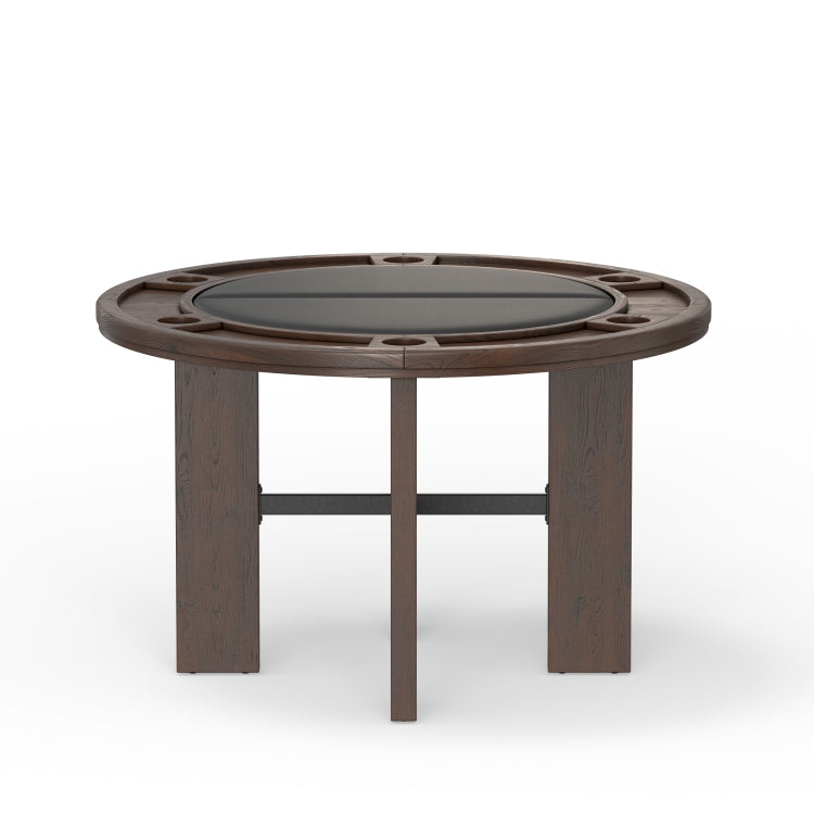Gorman Dining And Game Table In Walnut Finish With Black Faux Leather Insert