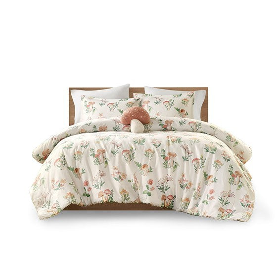 Full Queen Mushroom Garden Comforter Set