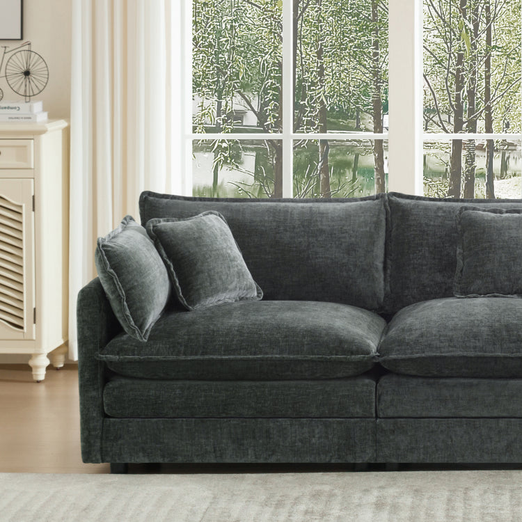 Free Combination Comfy Upholstery Modular Oversized L Shaped Sectional Sofa With Reversible Ottoman, Gray Chenille