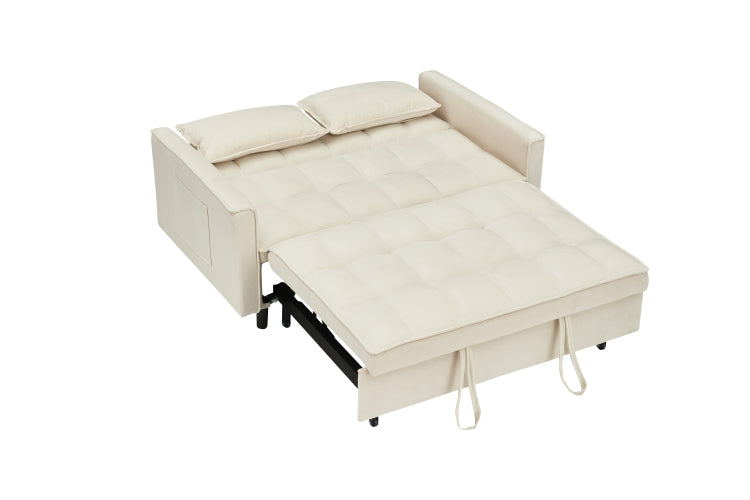 Modern Velvet Sofa, Sofa Pull Out Bed, Small Beautiful Seat Casual Sofa With Back, With Pillow, Pockets, Living Room Furniture, 3 In 1 Convertible Sleep Sofa Bed