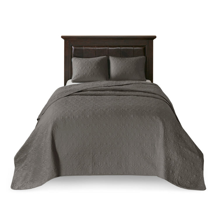 Reversible Bedspread Set Dark Grey King