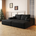 74.8" Modern Sofa Bed With Dual Sleeper, Lounger For Moviebonus Room,No Assembly Required,Black Plush Corduroy Fabric