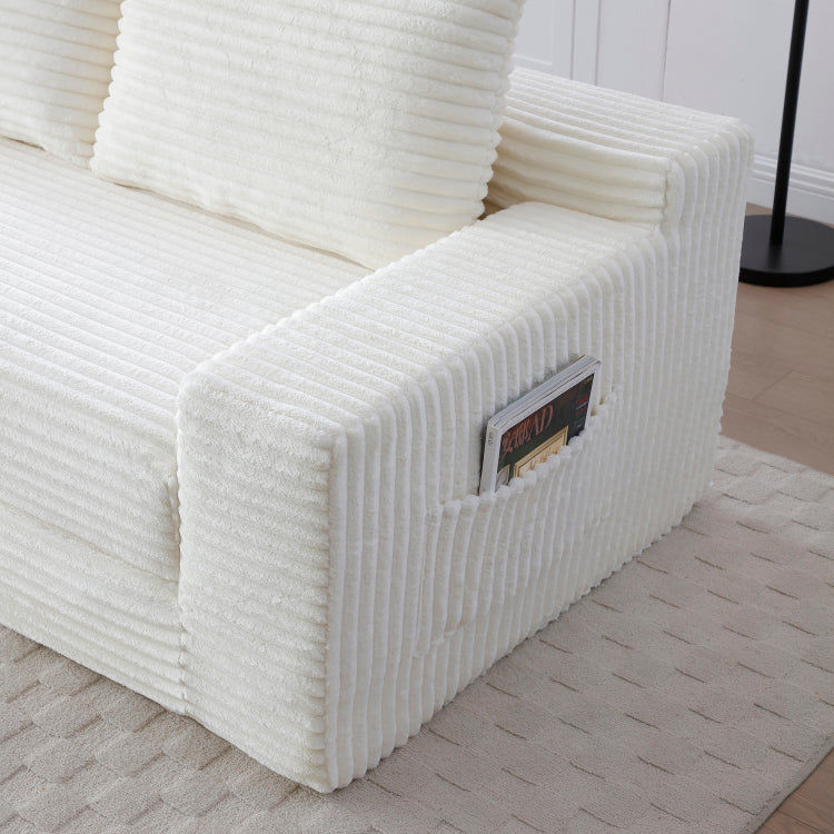 Memory Foam Cloud Loveseat Sofa, 2 In 1 Convertible Folding Couch Bed, No Assembly Compressed Corduroy Floor Lounge Sofa For Apartment Office Bedroom Living Room