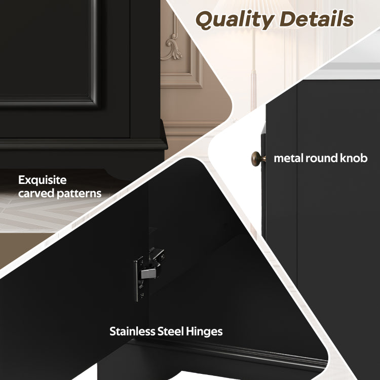 20 Inch Bathroom Vanity With Ceramic Sink, Freestanding Single Vanity Set With Soft Closing Door, Adjustable Shelf, Modern Style, Black