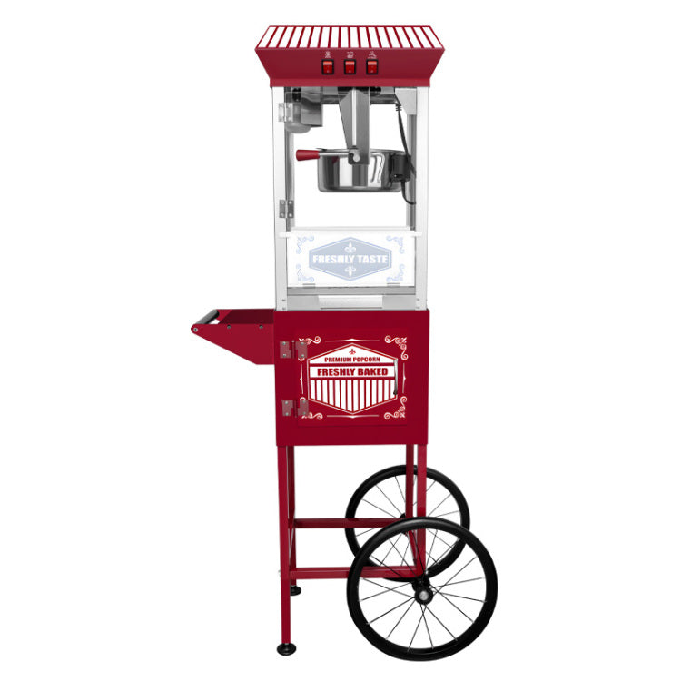 Xh P831 P Movie Theater Style Popcorn Machine Maker With Cart And 12 Ounce Kettle Red, Vintage Style Popper On Wheels