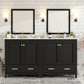 60" Black Bathroom Vanity Set With Double Vanities Separate , Double Ceramic Sinks, Storage Shelf, And Divided Drawers Mirror Not Included Modern Bathroom Solution For Spacious Bathrooms