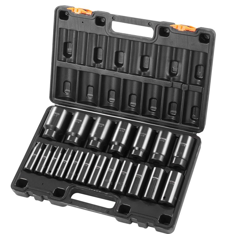 Impact Socket Set 1 2 Inches 19 Piece Impact Sockets, Deep Socket, 6 Point Sockets, Rugged Construction, Cr V, 1 2 Inches Drive Socket Set Impact 3 8 Inch 1 1 2 Inch, With A Storage Cage
