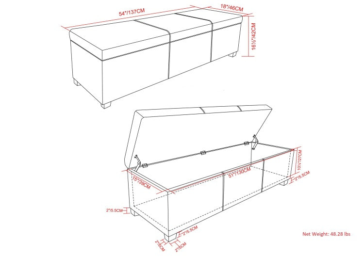 Lincoln Extra Large Storage Ottoman Bench