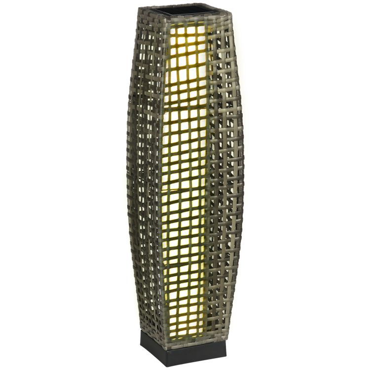 Outsunny Solar Floor Lamp, Outdoor Garden Lantern Pathway Light & Decorative Driveway Lighting With Auto On Off Led Lights For Porch, Yard, Lawn, Courtyard, Deck, Gray