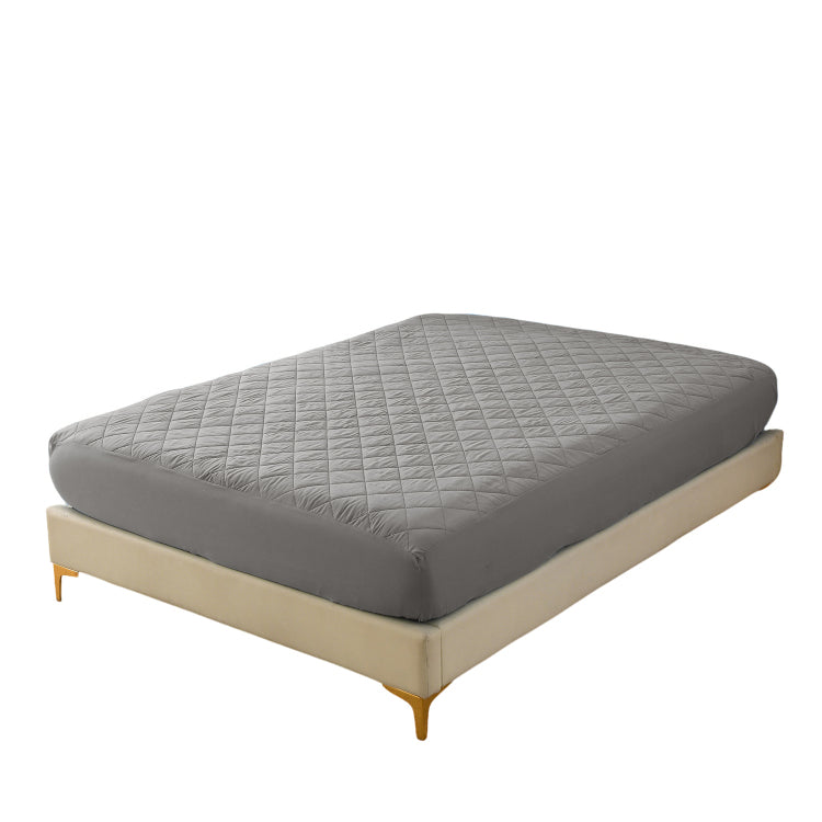 Diamond Grid Ultrasonic Waterproof Mattress Protector Gray Size K
