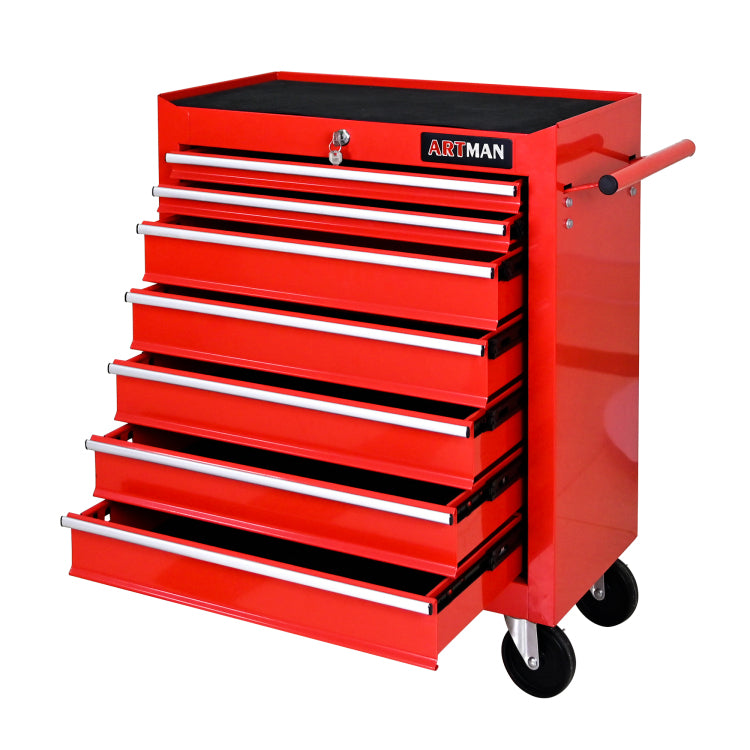 7 Drawers Multifunctional Tool Cart With Wheels Red