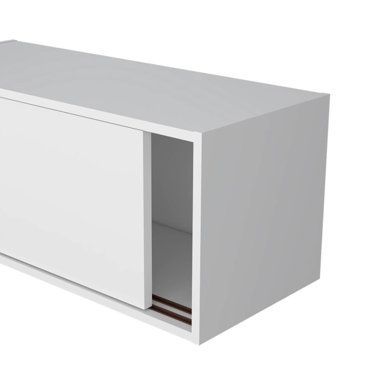 White Floating Cabinet With Sliding Door