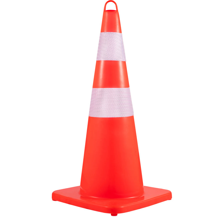 Safety Cones, 12 X 28" Traffic Cones, Pvc Orange Construction Cones, 2 Reflective Collars Traffic Cones With Weighted Base And Hand Held Ring Used For Traffic Control, Driveway Road Parking