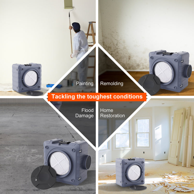 Air Scrubber With 3 Stage Filtration, Stackable Negative Air Machine 800 Cfm, Air Cleaner With Merv10, Carbon, H13 Hepa, For Home, Industrial And Commercial Use