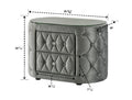 Luxurious 1Pc Oval Nightstand Plush Tufted Upholstery 8Mm Tempered Glass Top Rounded Sides Two Storage Drawers Sparkling Knobs Wooden Bedroom Furniture Black