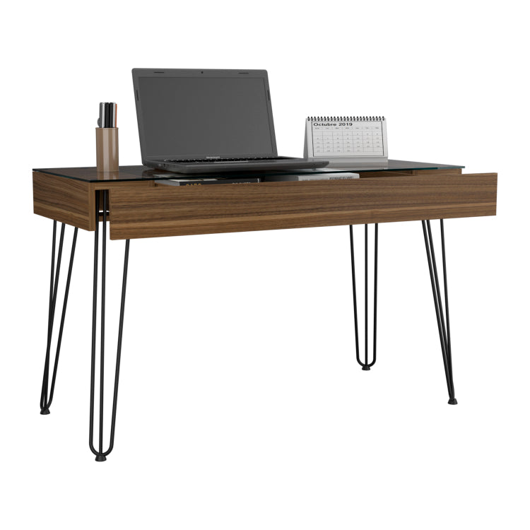 Kyoto 120 Writing Desk, Hairpin, One Drawer