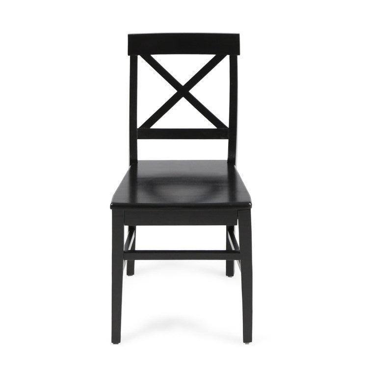 Roshan Farmhouse Acacia Wood Dining Chairs, Black Set Of 2