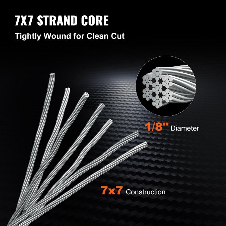 1 8 Stainless Steel Cable Railing 500Ft, Wire Rope 316 Marine Grade, Braided Aircraft Cable 7X7 Strands Construction For Deck Rail Balusters Stair Handrail Porch Fence