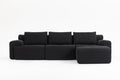 L Shaped Sectional Couches For Living Room With Memory Foam & Steel Frame No Assembly Convertible Sofa Bed, Corduroy Fabric Compression Sofa, Modular Couch For Apartments,Bedrooms,Home Theate,Black