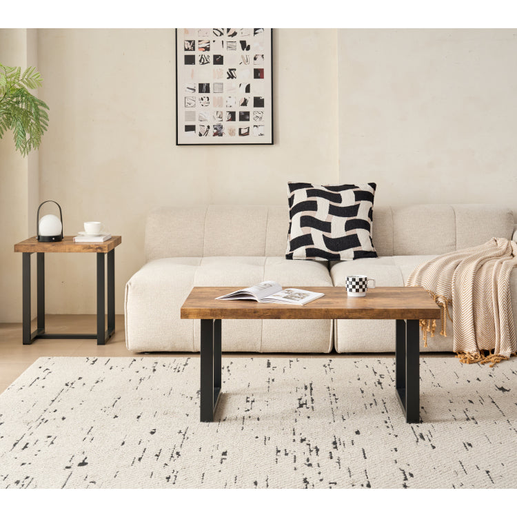 Mdf Coffeetable, Small Tea Table, Walnut With Metal Legs Sofa Table