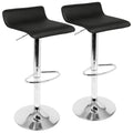 Contemporary Adjustable Barstool In Black Pu Leather Set Of 2