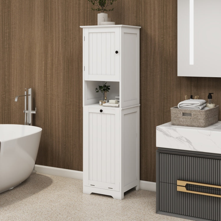 One Compartment One Door Tilt Out Laundry Sorter Cabinet White