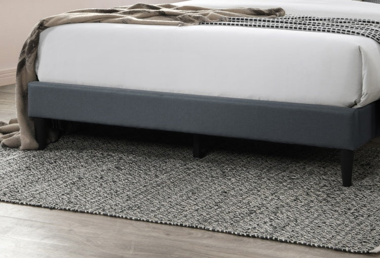 Modern Eye Catching 1Pc Queen Size Bed Charcoal Burlap Fabric Unique Diamond Design Headboard Bedframe