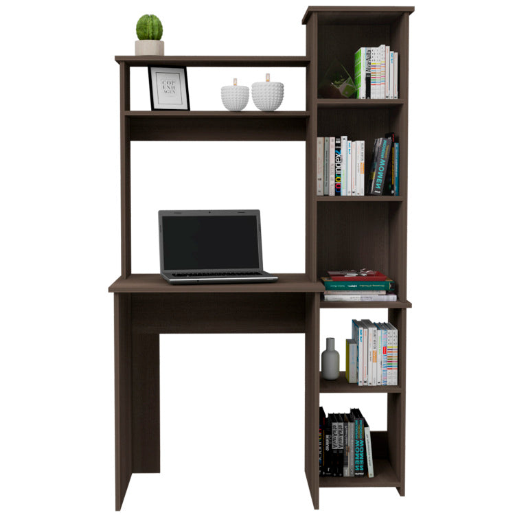Aramis Desk, Five Shelves, Two Superior Shelves, Smokey Oak