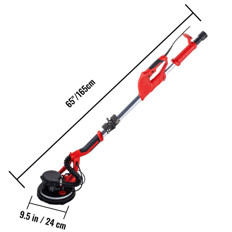 Drywall Sander 850W, Electric Drywall Sander, Variable Speed 800 1750 Rpm, Foldable Sheetrock Sander, With Telescope Handle, Electric Sander, With Led Strip Light And Vacuum Bag, Wall Sander