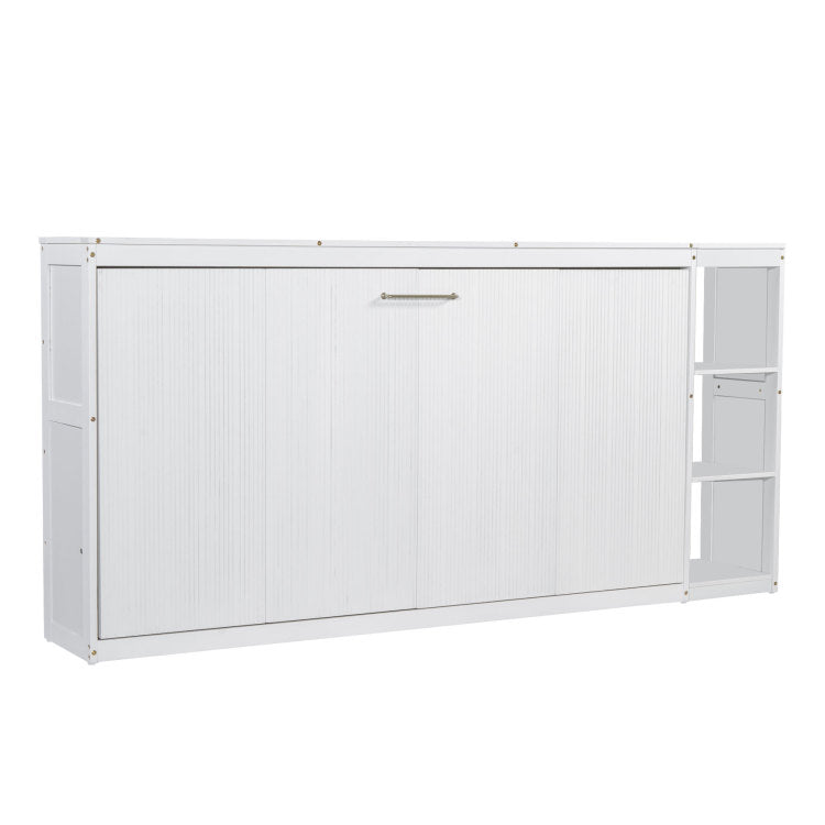 Twin Size Murphy Bed With Bookshelf, White