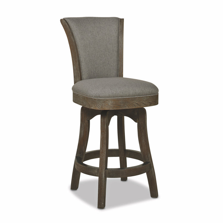 Henry 27" Armless Swivel Counter Height Bar Stool, Heathered Grey Linen
