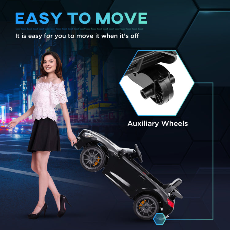 Qaba Mercedes Benz Amg Gtr Licensed 12V Kids Ride On Car, Battery Powered Kids Electric Car With Remote Control, Transport Wheels, Soft Start, Lights, Music, Horn & 3 Speeds For 3 6 Years, Black